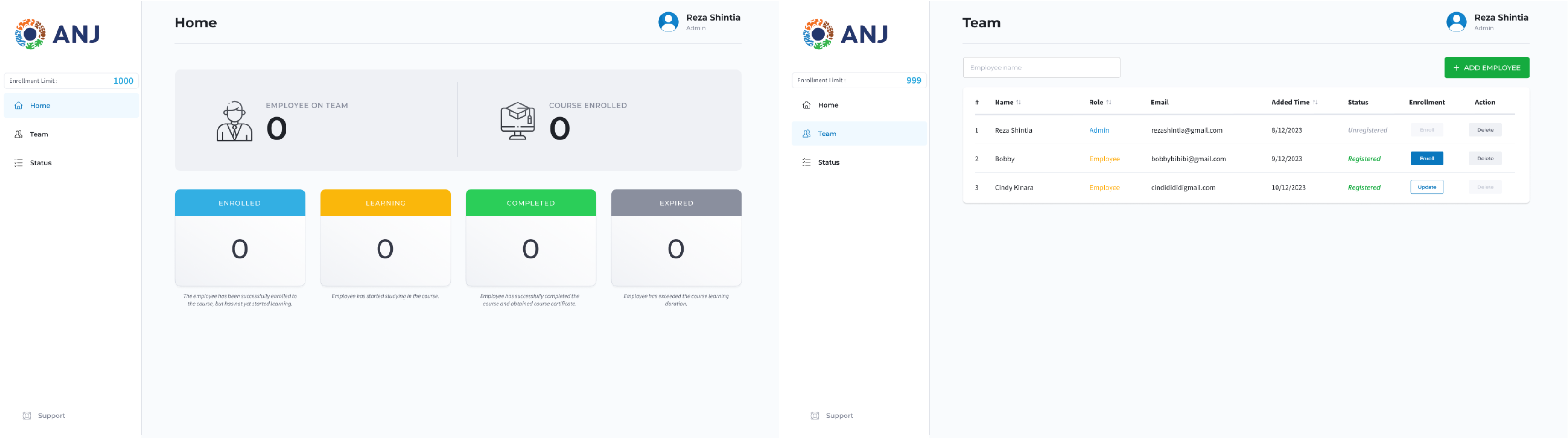admin pages