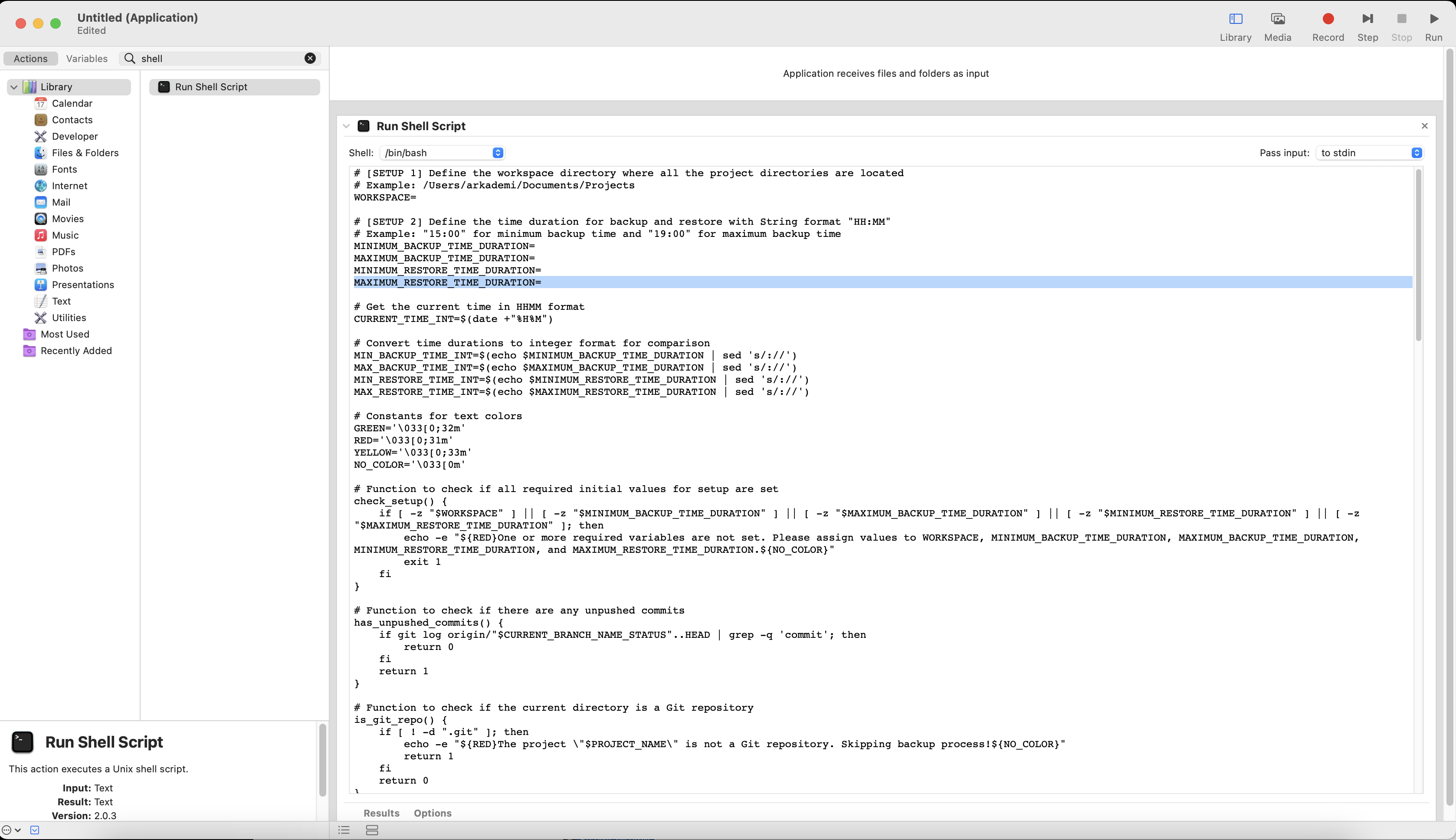 input bash script